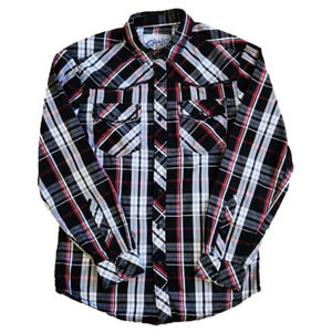 Chalc Red & Black Plaid Western Button-Up Shirt